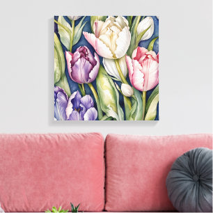 Paarse en roze reuzentulp canvas afdruk