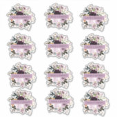 Paarse en roze roos bloemenbruiloft sticker (Voorkant)