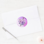 Paarse en roze Rose Alcohol Garden Wedding Ronde Sticker (Envelop)