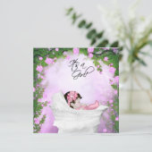 Paarse en roze Rose Baby Girl Shower Kaart (Staand voorkant)