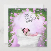 Paarse en roze Rose Baby Girl Shower Kaart (Voorkant)