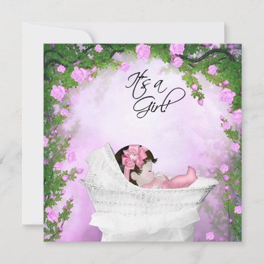 Paarse en roze Rose Baby Girl Shower Kaart (Voorkant)