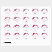 Paarse en Roze Rose Quinceanera Ronde Sticker (Vel)