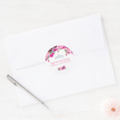 Paarse en Roze Rose Quinceanera Ronde Sticker (Envelop)