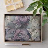 Paarse en roze rozen op oude script decoupage Tissuepapier (Geschenk)