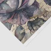 Paarse en roze rozen op oude script decoupage Tissuepapier (Detail)