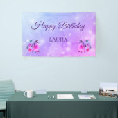 Paarse en roze rozen Persoonlijke gelukkige dag Spandoek (Beurs)