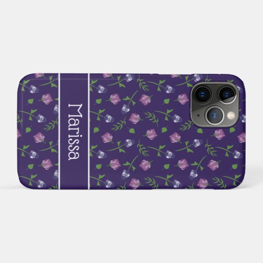 Paarse en Roze Rozen Rosebud Bloemenprint Case-Mate iPhone Case (Achterkant (horizontaal))