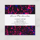 Paarse en roze schilderplaatje op zwart vierkante visitekaartje (Achterkant)