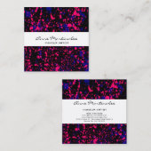 Paarse en roze schilderplaatje op zwart vierkante visitekaartje (Voorkant / Achterkant)