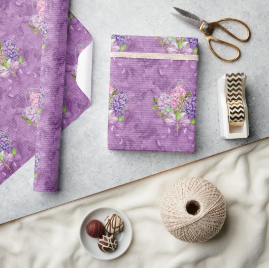Paarse en roze seringen cadeaupapier (Crafts)