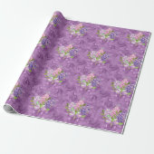 Paarse en roze seringen cadeaupapier (Uitgerold)