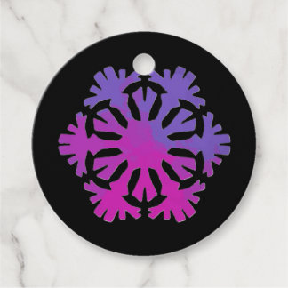 Paarse en roze sneeuwvlok bedankjes labels