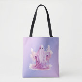 Paarse en Roze Spook Paarse en Blauwe Halloween Tote Bag (Voorkant)