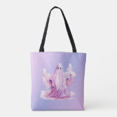 Paarse en Roze Spook Paarse en Blauwe Halloween Tote Bag (Achterkant)