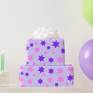 Paarse en roze sterren cadeaupapier