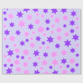 Paarse en roze sterren cadeaupapier (Vlak)