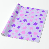 Paarse en roze sterren cadeaupapier (Uitgerold)