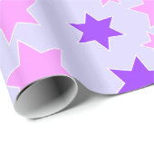 Paarse en roze sterren cadeaupapier (Rol Hoek)