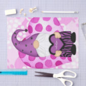 Paarse en Roze Stippen Valentijn Gnoom Tissuepapier (Craft)