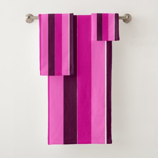 Paarse en roze strepen bad handdoek (Insitu)