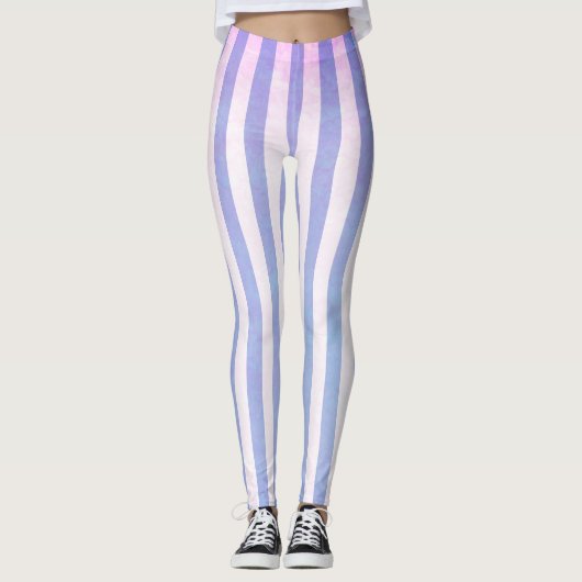 Paarse en roze strepen leggings (Voorkant)