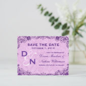 Paarse en Roze Swirl Save Date Briefkaart V028 (Staand voorkant)