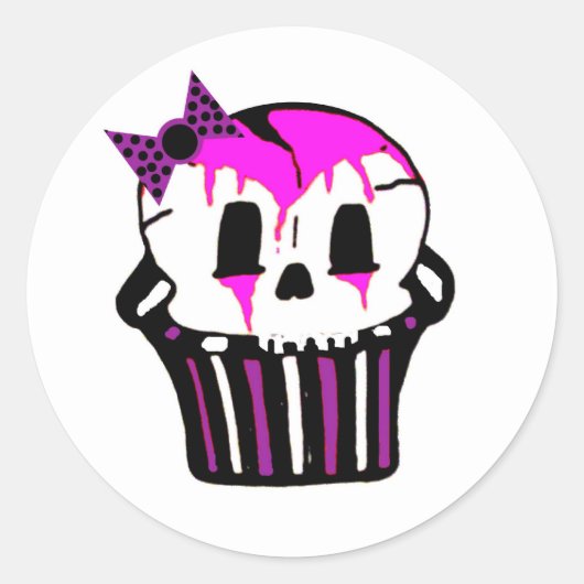 paarse en roze taart ronde sticker (Voorkant)