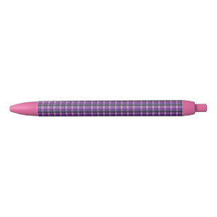 Paarse en roze Tartan Afdrukken, Zwarte Inkt Pen