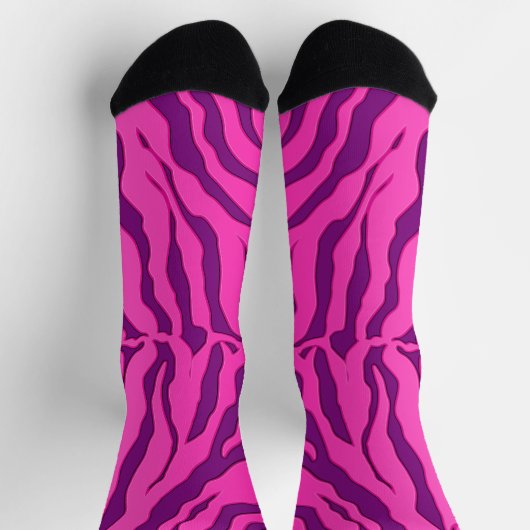 Paarse en roze tijgerstrepen — dierlijke afdruk sokken (Top)