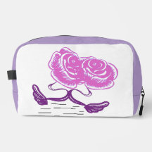 Paarse en roze toilettas met bloemmotief