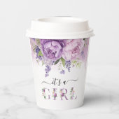 Paarse en roze tuin bloemen meisje Baby shower Papieren Bekers (Achterkant)