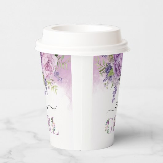 Paarse en roze tuin bloemen meisje Baby shower Papieren Bekers (Rechts)