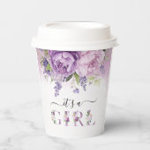 Paarse en roze tuin bloemen meisje Baby shower Papieren Bekers (Voorkant)