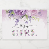 Paarse en roze tuin bloemen meisje Baby shower Sparkling Wijnetiket (Enkel label)