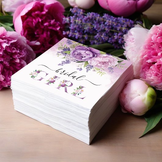 Paarse en roze tuin bloemen Vrijgezellenfeest meis Servet