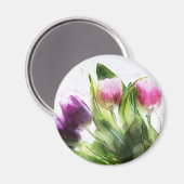 Paarse en roze Tulpen Magnet (Voorkant / Achterkant)