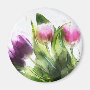 Paarse en roze Tulpen Magnet