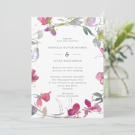 Paarse en roze uitnodiging tot weddenschappen (Staand voorkant)