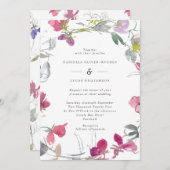 Paarse en roze uitnodiging tot weddenschappen (Voorkant / Achterkant)