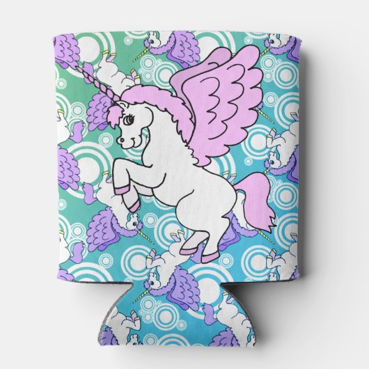 Paarse en roze Unicorn Patroon Blikjeskoeler (Achterkant)