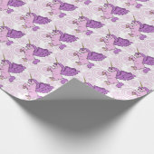 Paarse en roze Unicorn Patroon Cadeaupapier (Hoek)