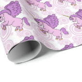 Paarse en roze Unicorn Patroon Cadeaupapier (Rol Hoek)