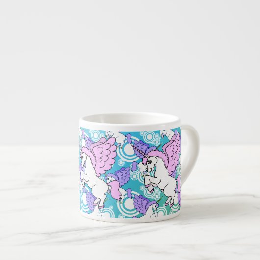 Paarse en roze Unicorn Patroon Espresso Kop (Voorkant rechts)