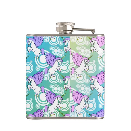 Paarse en roze Unicorn Patroon Heupfles (Achterkant)