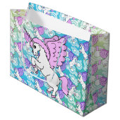 Paarse en roze Unicorn Patroon Large Cadeautasje (Voorkant Gekanteld)