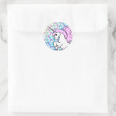 Paarse en roze Unicorn Patroon Ronde Sticker (Tas)