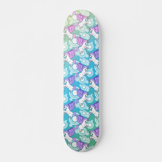 Paarse en roze Unicorn Patroon Skateboard (Voorkant)