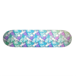 Paarse en roze Unicorn Patroon Skateboard