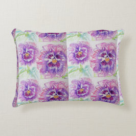 Paarse en Roze Viooltje Viooltjes Waterverf Kussen